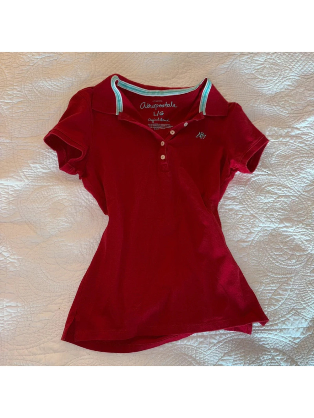 Aeropostale Original Blend Red 2000โs Y2K Style Short Sleeve Henley
